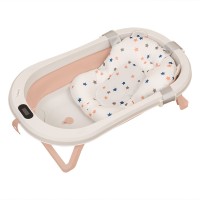 Cadita pliabila cu termometru electronic, hamac ajustabil si dop Kidizi Folda pink, certificat EN71, include furtun scurgere si baza antialunecare, 0-24 luni