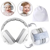 Casti antifonice bebelusi si copii 0-4 ani, model transformabil 2 in 1 Kidizi Grey, testat EN71