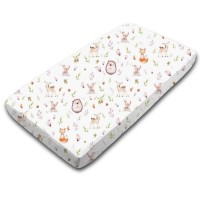 Cearceaf din bumbac cu elastic roata pentru patut 120x60 cm Kidizi Forest Joy
