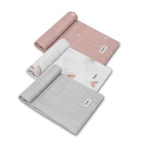 Set 3 scutece multifunctionale Lionelo Rainbow, din bambus, 70x70 cm, Multicolor