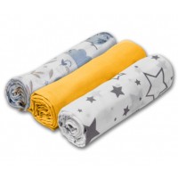 Set 3 paturici muselina soft 78x78 cm Kidizi Galaxy Friends, 100% bumbac