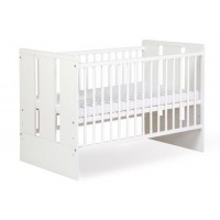 Patut lemn Paula alb Klups, somiera reglabila pe 3 niveluri, din materiale non toxice