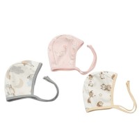 Set 3 caciulite nou-nascut cu snur bumbac 100%  2-6 luni Kidizi Girls