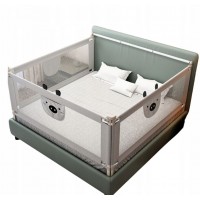 Set 3 bariere protectie culisante + STABILIZATOR pentru pat 180x200 cm Bears Grey XXL, inaltime reglabila 68-98 cm