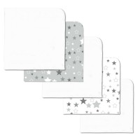 Set 5 paturici din flanel 78x78 cm Kidizi  All Grey Stars, 100% bumbac