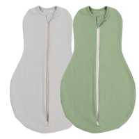 Set 2 sisteme de infasat cu fermoar dublu Kidizi SnugPod Grey Green S, pentru nou-nascuti  2.6-5 kg, 0.5 tog