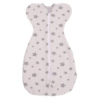 Sistem de infasat 0-4 luni Kidizi Swaddel Confort Galaxy Grey, bumbac flausat, 1 tog, pentru toamna-iarna