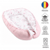 Set bebe nou-nascut 5 piese Kidizi - Babynest Cocoon 90x50 cm, prosop cu gluga 90x90 cm, paturica din muselina, 2 aleze impermeabile si centura anticolici - Fairy Clouds