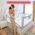 RESIGILAT Set 3 bariere protectie pat culisante XXL + STABILIZATOR pentru pat 180x200 cm Kidizi Funny Bear Beige, certificare EN71, inaltime ajustabila 72-100 cm