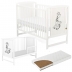 Patut din lemn masiv 120x60 cm Bria alb si saltea cocos LUX 120x60x12 cm, include bariera, reglabil pe 3 nivele, certificat EN71