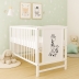 Patut din lemn masiv 120x60 cm Bria alb si saltea cocos LUX 120x60x12 cm, include bariera, reglabil pe 3 nivele, certificat EN71