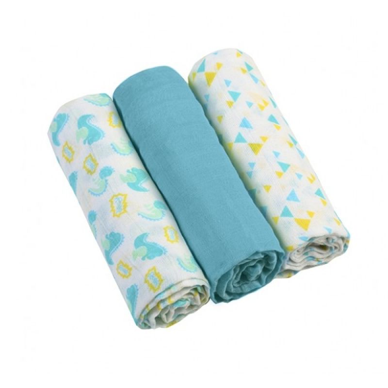 Set 3 Scutece Textile Din Muselina 70x70 Cm Baby Ono Turcoaz 100