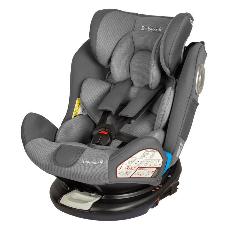Scaun Auto Rotativ Cu Isofix 0 36 Kg Labrador Grey Rear Facing
