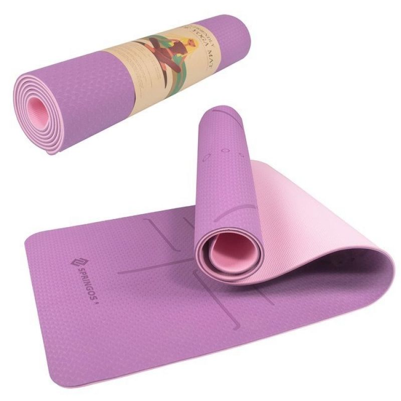 Saltea Yoga Cu Doua Fete 183 X 61 X 0 6 Cm Springos Roz Violet De La Springos