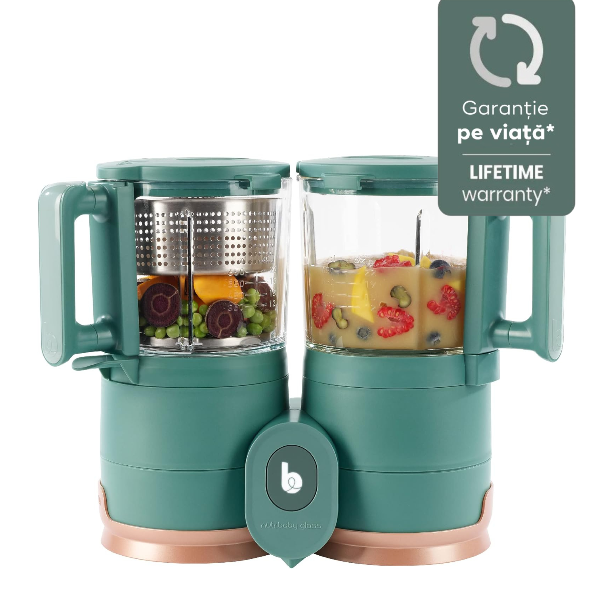 Robot multifunctional Babymoov Nutribaby Glass 4 in 1 din sticla si otel inoxidabil
