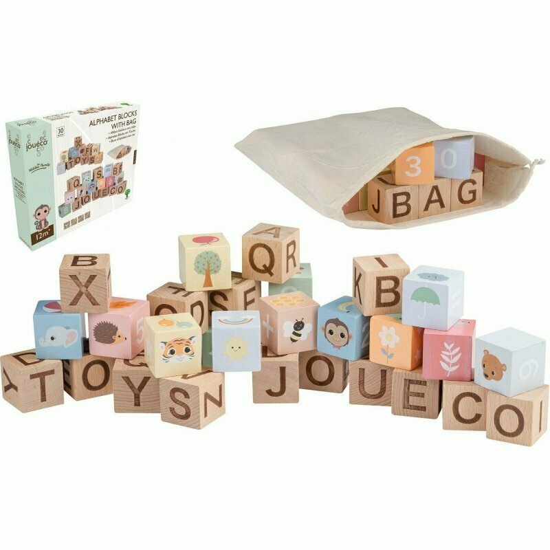 Cuburi din lemn multifunctionale Familia Wildies 30 piese Joueco