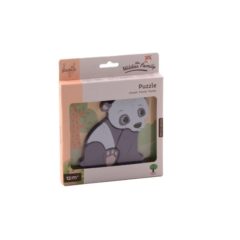 Puzzle din lemn Familia Wildies Panda 4 piese Joueco