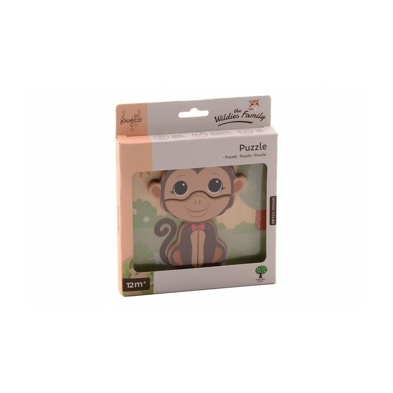 Puzzle din lemn Familia Wildies Maimuta 4 piese Joueco
