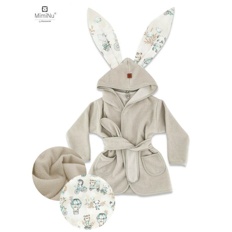 Halat de baie cu urechi 6 - 36 luni Zoo on Bikes Nugat MimiNu