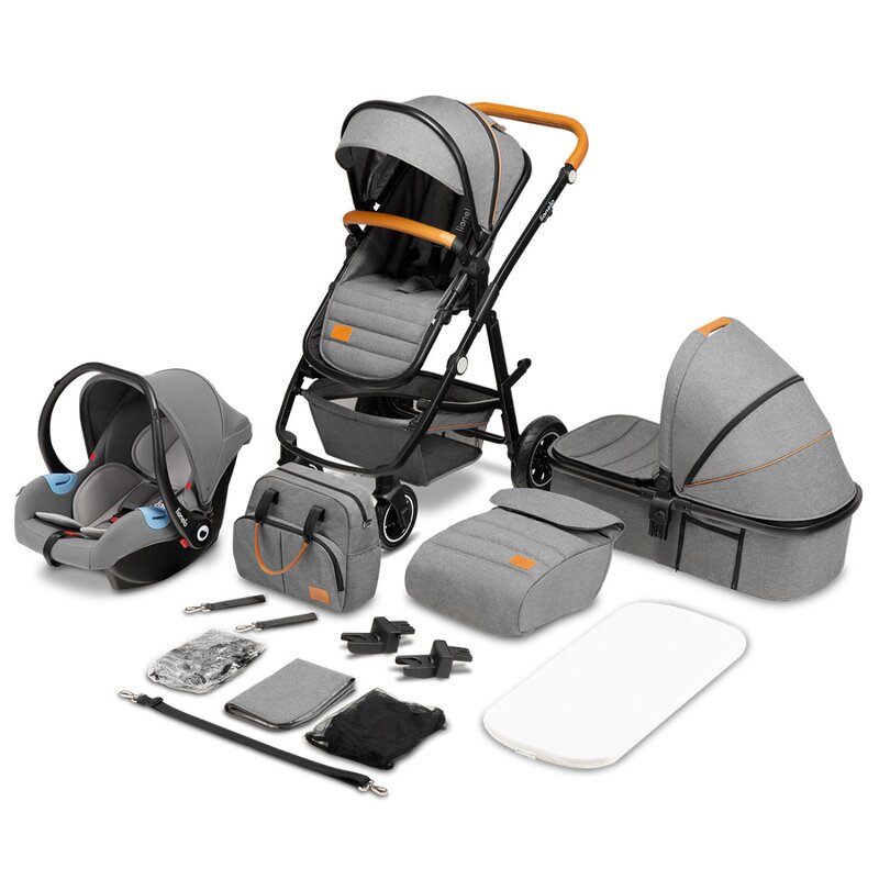 Carucior compact Amber 3 in 1 Lionelo, include scoica auto, Gri