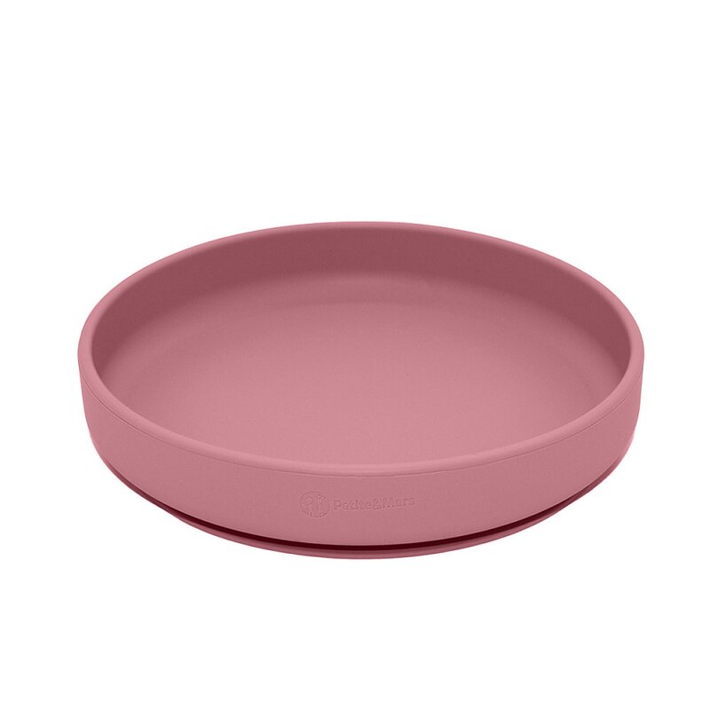 Farfurie din silicon fara BPA cu ventuza TAKE&MATCH 6 luni+ 400 ml Petite&Mars Roz