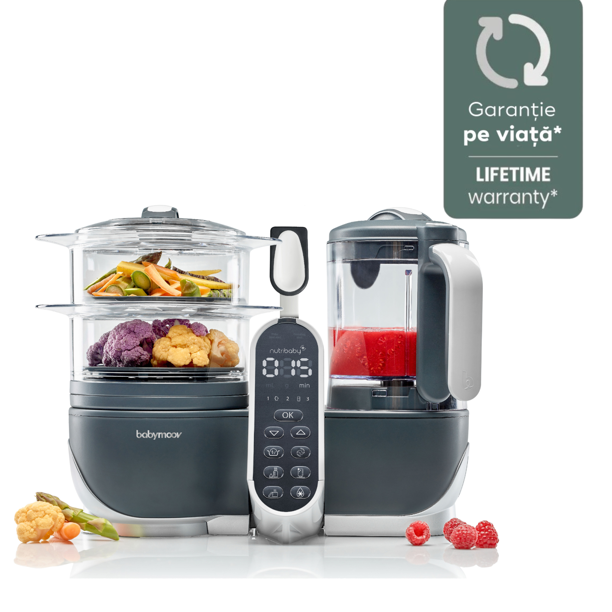 Robot multifunctional 5 in 1 Nutribaby Plus industrial grey Babymoov