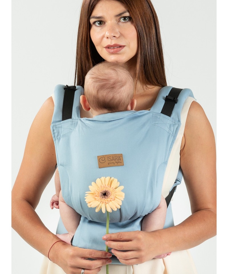 Marsupiu ergonomic bumbac organic Isara Quick Full Buckle Azzurro