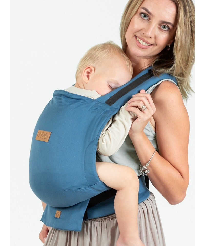 Marsupiu ergonomic bumbac organic Isara Quick Full Buckle Bluestone