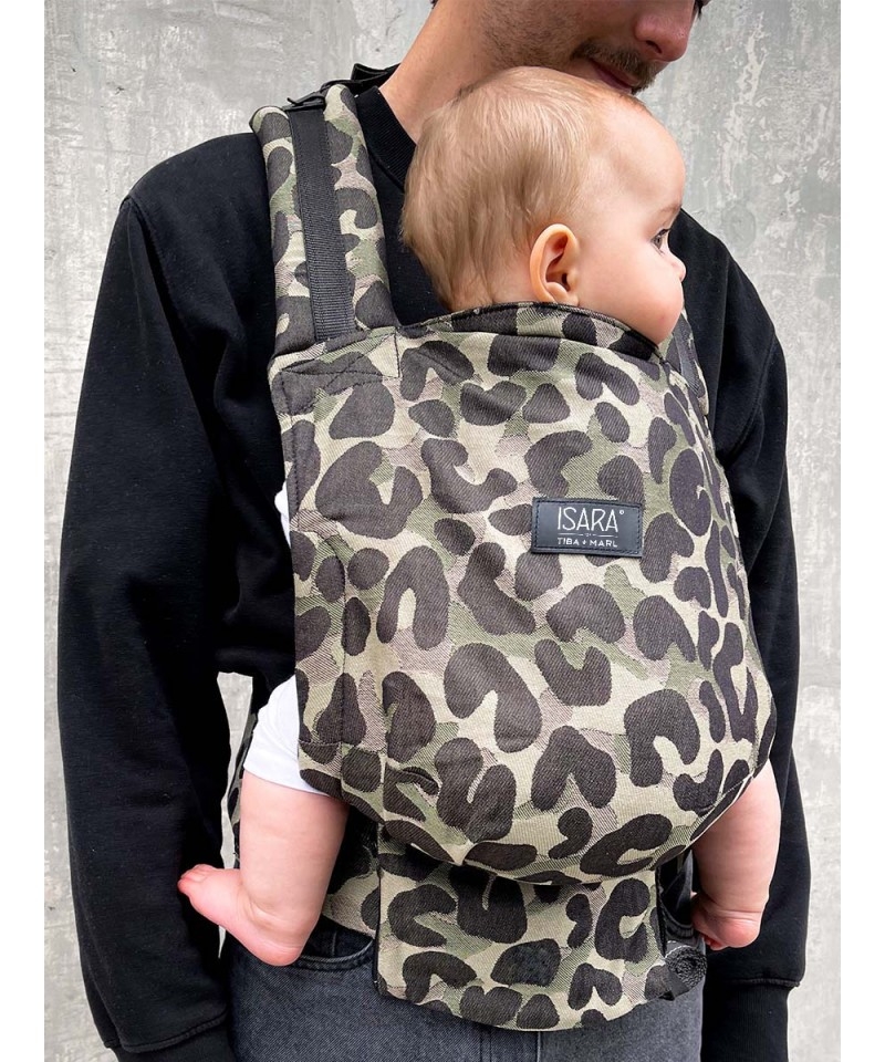 Marsupiu ergonomic bumbac organic Isara Quick Full Buckle Tiba+Marl Camo