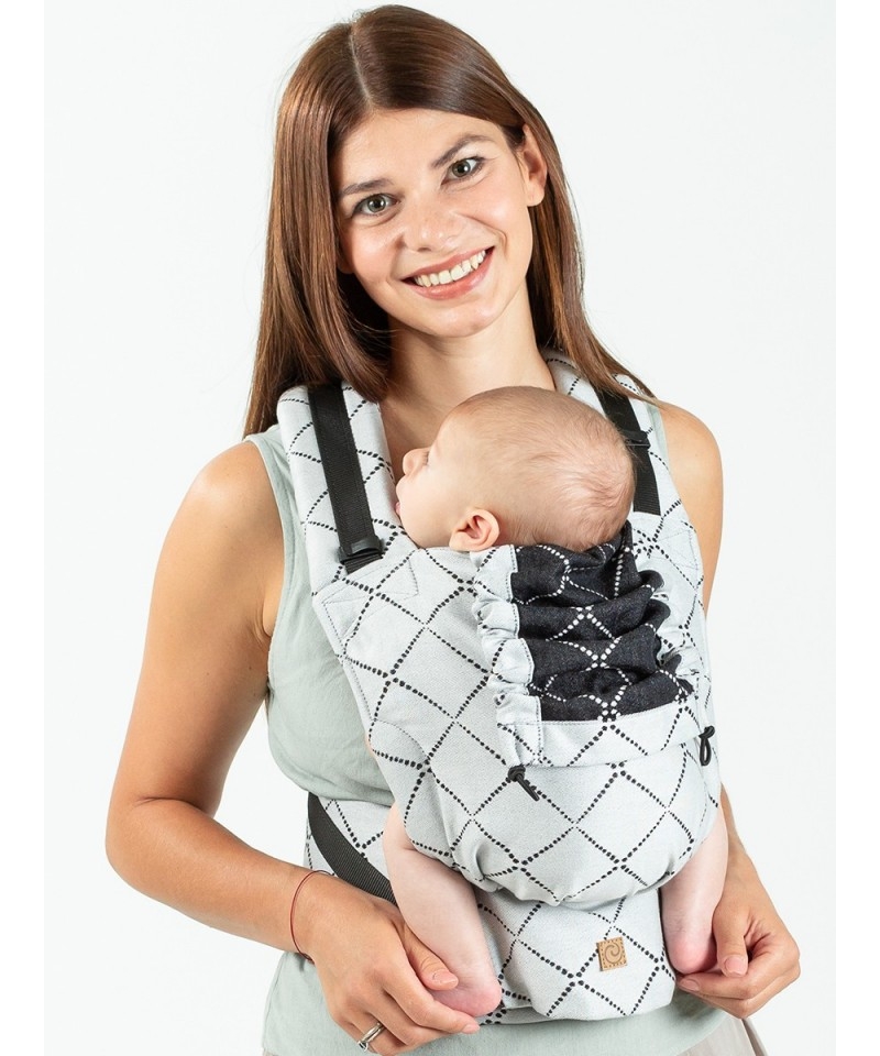 Marsupiu ergonomic bumbac organic Isara Quick Full Buckle Diamonda Gray