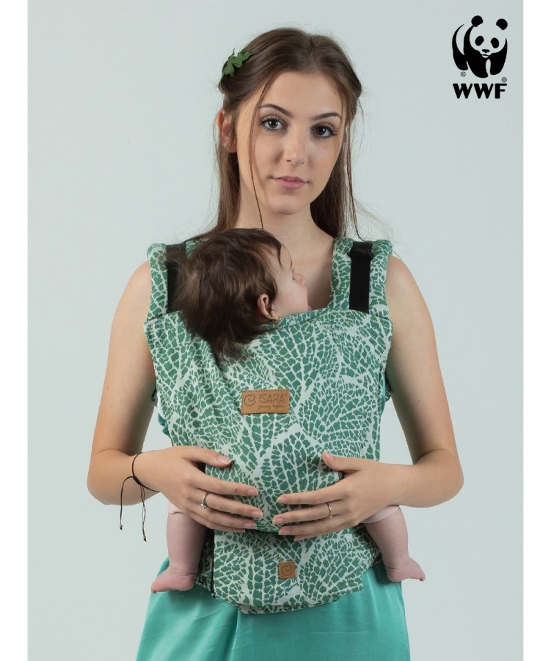 Marsupiu ergonomic bumbac organic Isara Quick Full Buckle Majestic Green Forest