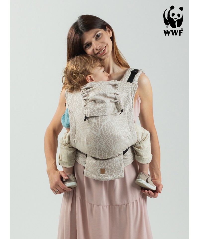 Marsupiu ergonomic bumbac organic Isara Quick Full Buckle Majestic Ivory Forest