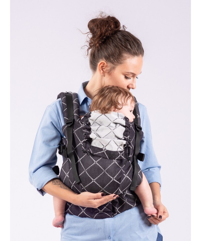Marsupiu ergonomic bumbac organic Isara The Trendsetter Diamonda Black