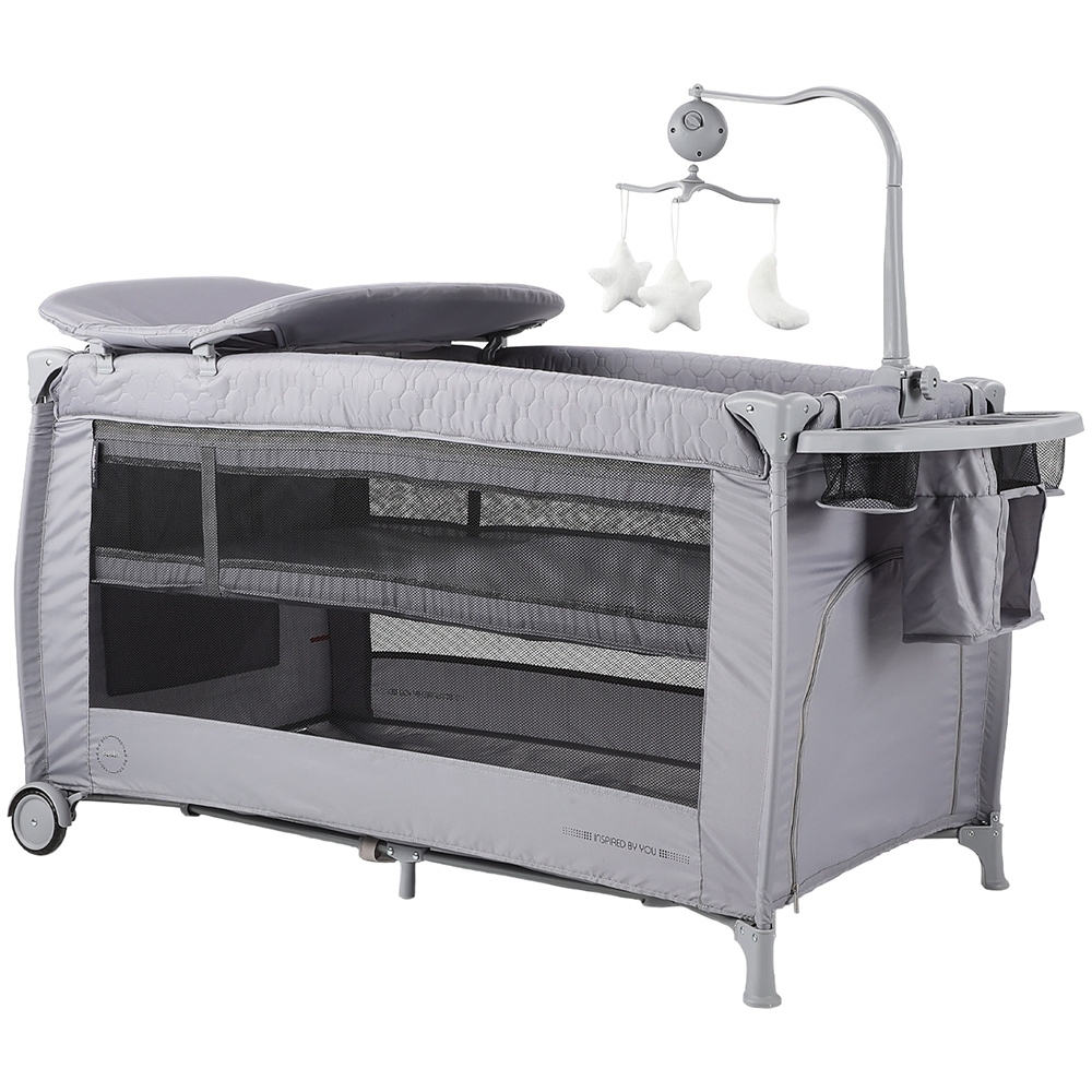 Patut pliabil cu saltea de infasat Chipolino Bella ash grey