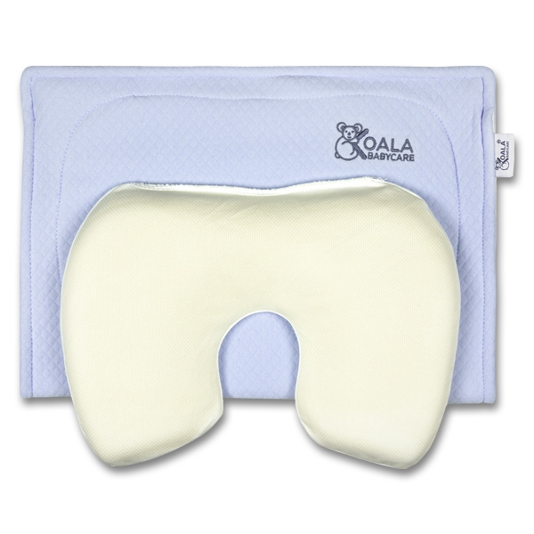 Perna alaptare anti plagiocefalie, cu spuma memory, 2 huse detasabile, certificata in Germania, Koala BabyCare Perfect Head Breastfeeding Blue
