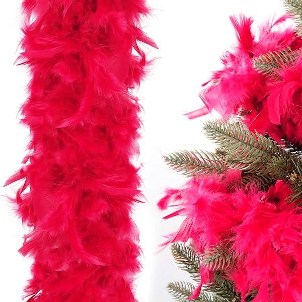 Ghirlanda decorativa brad Craciun din pene 180 cm fuchsia