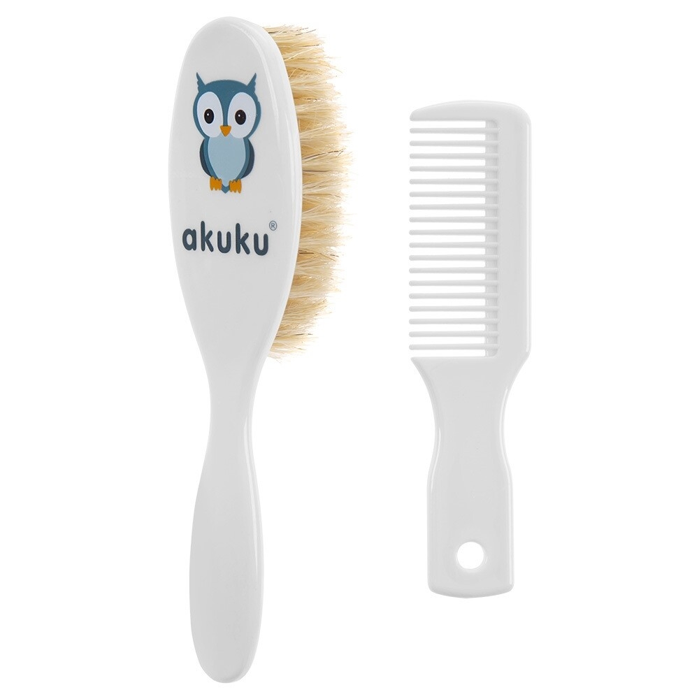 Set perie de par si pieptene Akuku Alb