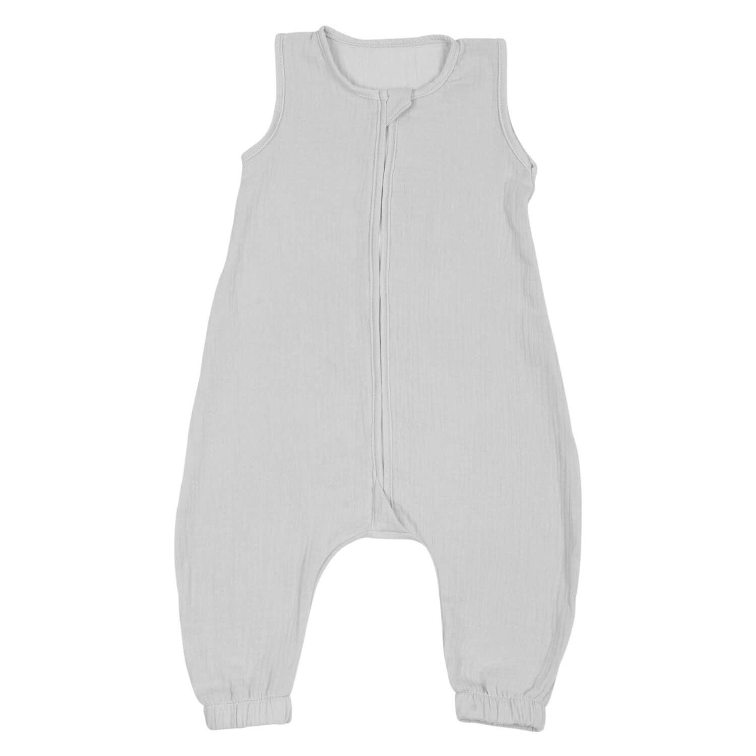 Sac de dormit copii de vara din muselina dubla cu picioare 6-18 luni Kidizi Light Grey, 0.3 tog, bumbac 100%