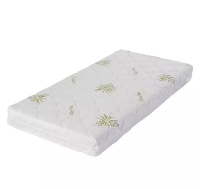 Saltea patut multistrat cocos Aloe Vera 120x60x8 cm, husa detasabila si lavabila, 0-3 ani