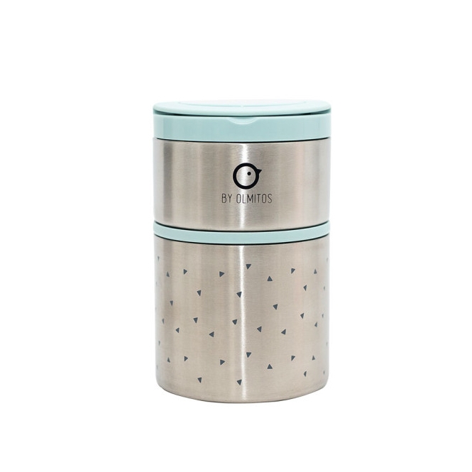 Termos mancare solida cu doua recipiente independente 250+570 ml turcoaz Olmitos